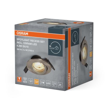 Osram - LED iebūvējamais gaismeklis SPOT 1xGU10/4,3W/230V 2700K CRI 90 matēts hroms