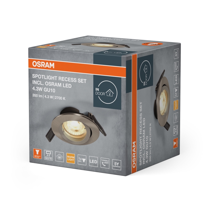 Osram - LED iebūvējamais gaismeklis SPOT 1xGU10/4,3W/230V 2700K CRI 90 matēts hroms