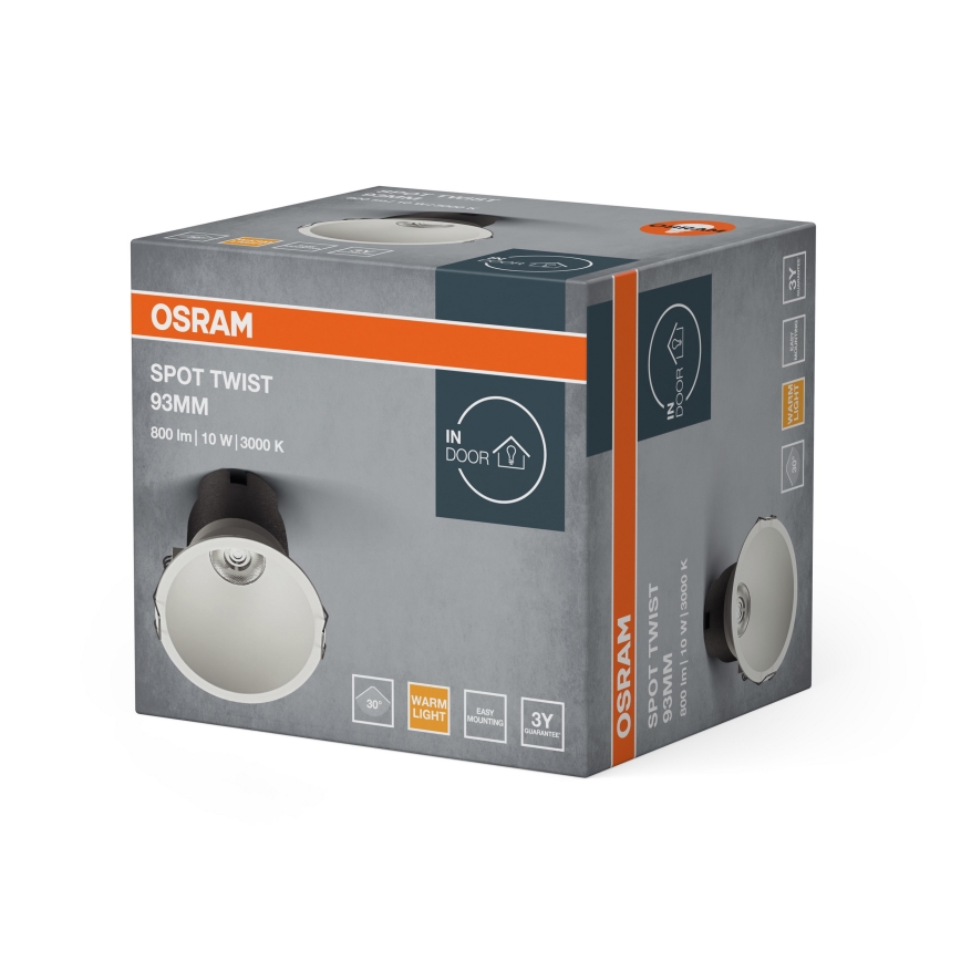 Osram - LED iebūvējamais griestu gaismeklis SPOT TWIST LED/10W/230V 3000K Ø 9,3 cm balts