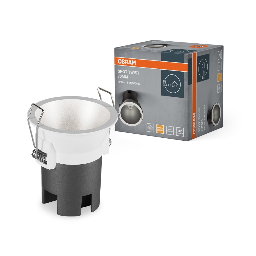 Osram - LED iebūvējamais griestu gaismeklis SPOT TWIST LED/5W/230V 3000K Ø 7 cm balts/sudraba