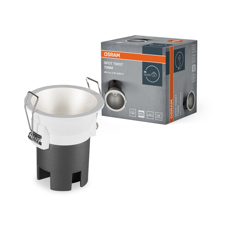 Osram - LED iebūvējamais gaismeklis SPOT TWIST LED/5W/230V 4000K Ø 7 cm balta/sudraba