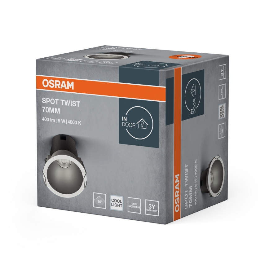Osram - LED iebūvējamais gaismeklis SPOT TWIST LED/5W/230V 4000K Ø 7 cm balta/sudraba
