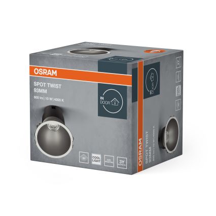 Osram - LED iebūvējamais gaismeklis SPOT TWIST LED/10W/230V 4000K Ø 9,3 cm balts/sudrabs