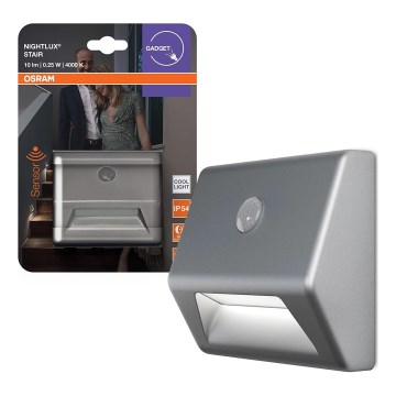 Osram - LED kāpņu gaismeklis ar NIGHTLUX sensoru LED/0,25W/3xAAA IP54 sudraba