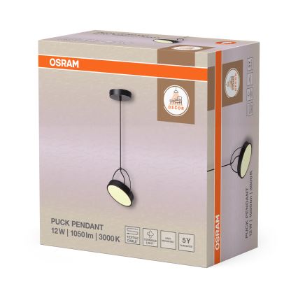 Osram - LED lustra uz kabeļa DECOR PUCK LED/12W/230V CRI 90 melna