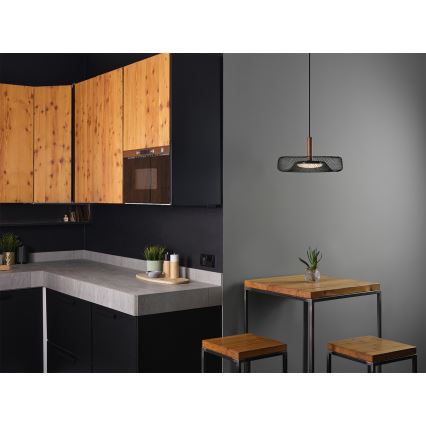Osram - LED lustra uz troses DECOR MESH LED/18,5W/230V Ø 40 cm melns/kaučuka koks