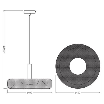 Osram - LED lustra uz troses DECOR MESH LED/18,5W/230V Ø 40 cm melns/kaučuka koks
