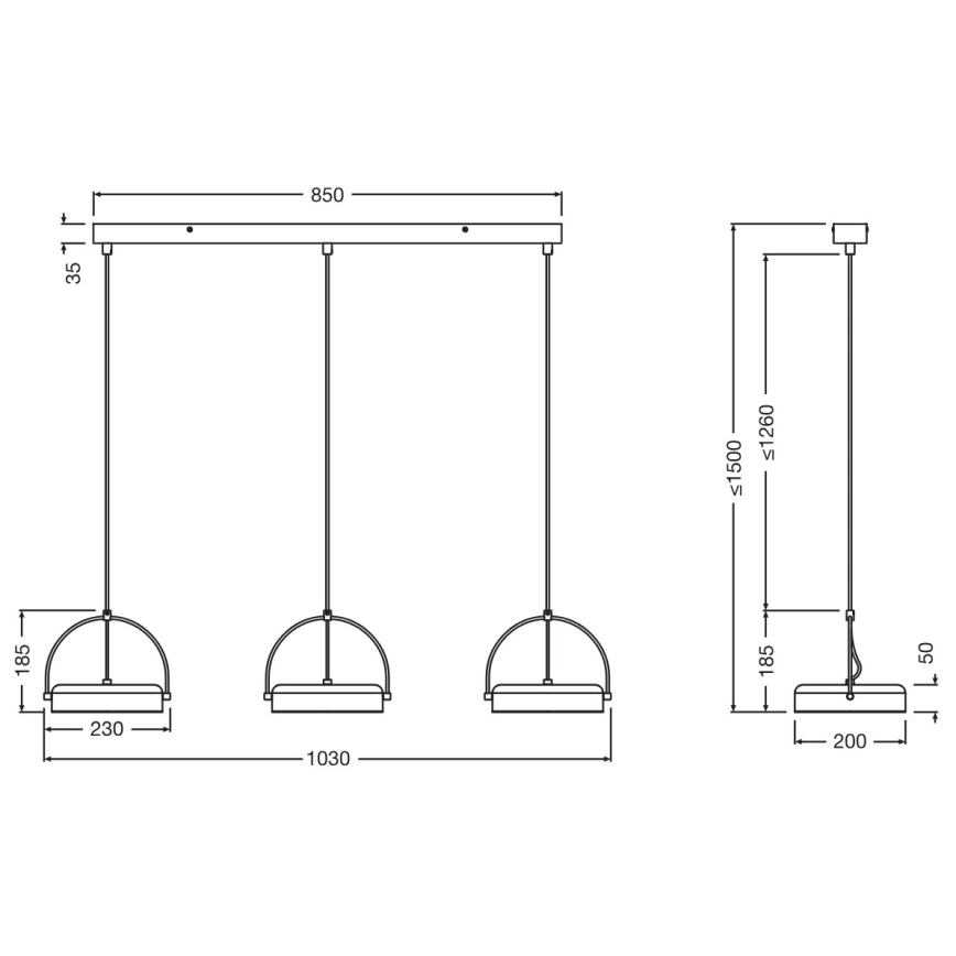 Osram - LED lustra uz troses DECOR PUCK 3xLED/12W/230V melna