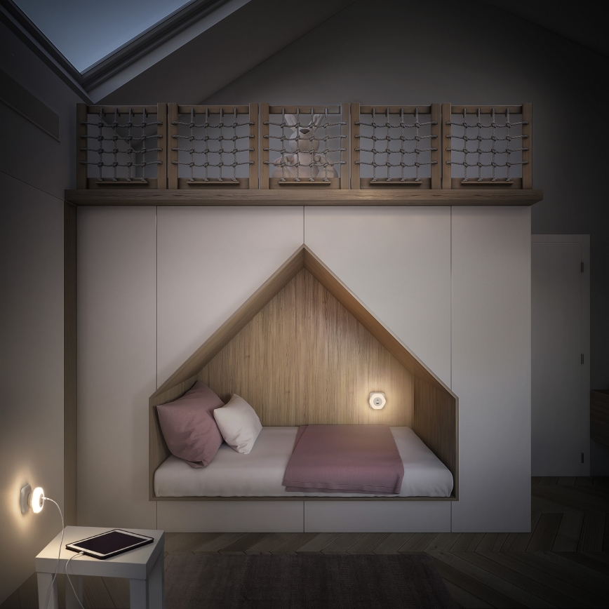 Osram - LED orientējoša naktslampa kontaktligzdai ar USB LUNETTA LED/15W/230V balta