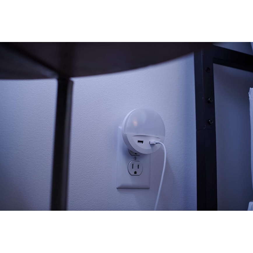 Osram - LED nakts lampa kontaktligzdai ar sensoru LUNETTA 2xUSB LED/13W/230V