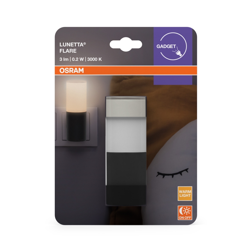 Osram - LED nakts lampiņa ar krēslas sensoru LUNETTA LED/0,2W/230V melna