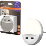 Osram - LED naktslampiņa kontaktligzdai ar sensoru LUNETTA 2xUSB LED/13W/230V
