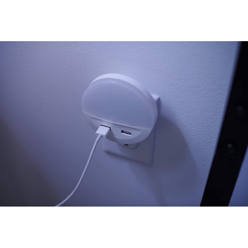 Osram - LED naktslampiņa kontaktligzdai ar sensoru LUNETTA 2xUSB LED/13W/230V