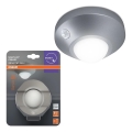 Osram - LED orientācijas gaismeklis ar sensoru NIGHTLUX LED/2W/3xAA sudraba