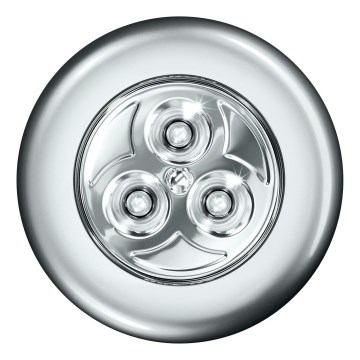 Osram - LED pieskāriena vadāms orientācijas gaismeklis DOT-IT LED/0,2W/3xAAA Ø 6,8 cm sudraba