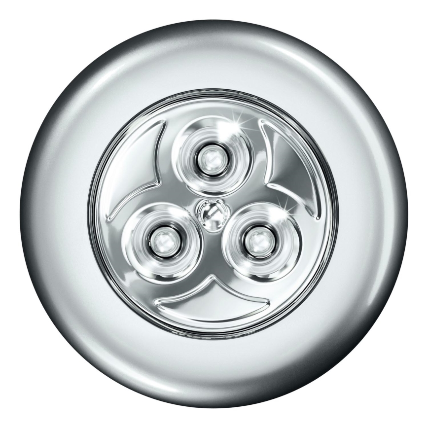 Osram - LED pieskāriena vadāms orientācijas gaismeklis DOT-IT LED/0,2W/3xAAA Ø 6,8 cm sudraba