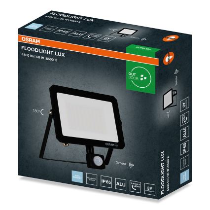 Osram - LED prožektors ar kustības un krēslas sensoru FLOODLIGHT LED/50W/230V 6500K IP65 melns