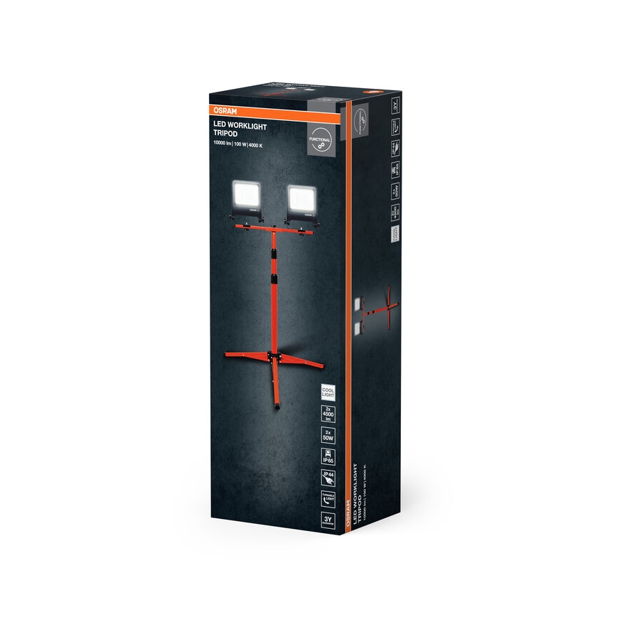 Osram - LED prožektors ar TRIPOD statīvu 2xLED/50W/230V IP65