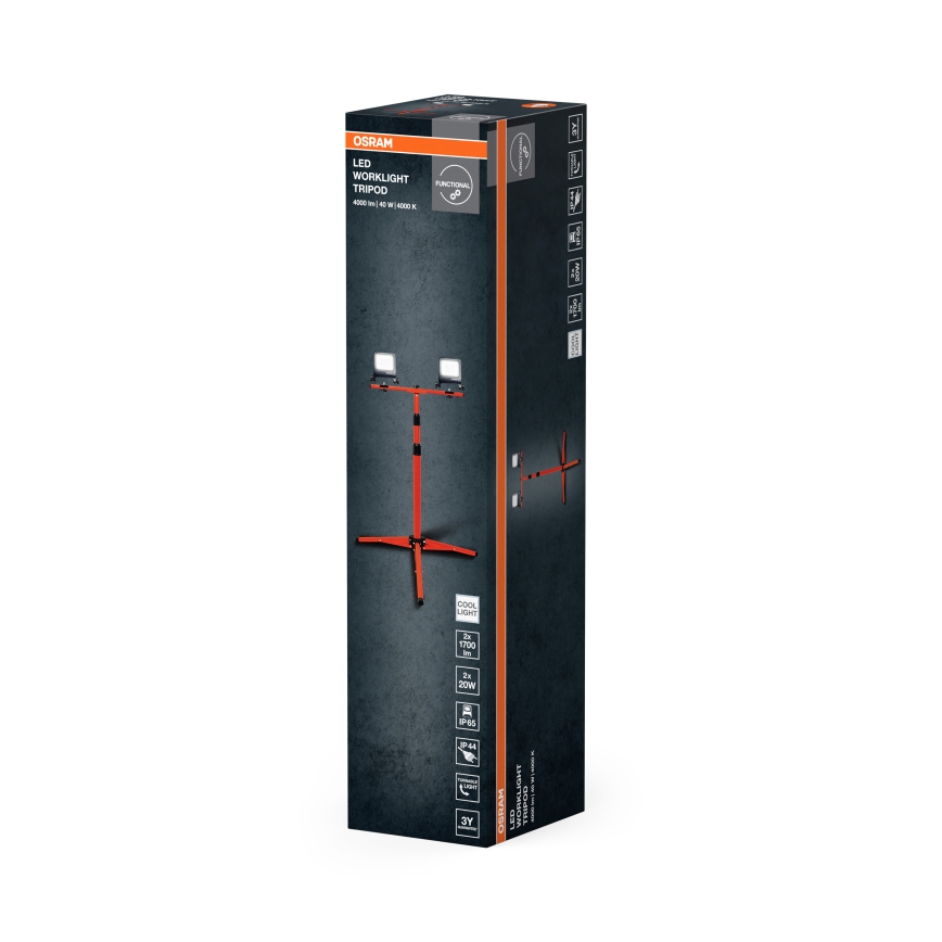 Osram - LED prožektors ar stiprinājumu TRIPOD 2xLED/20W/230V 4000K IP65 oranžs/antracīts
