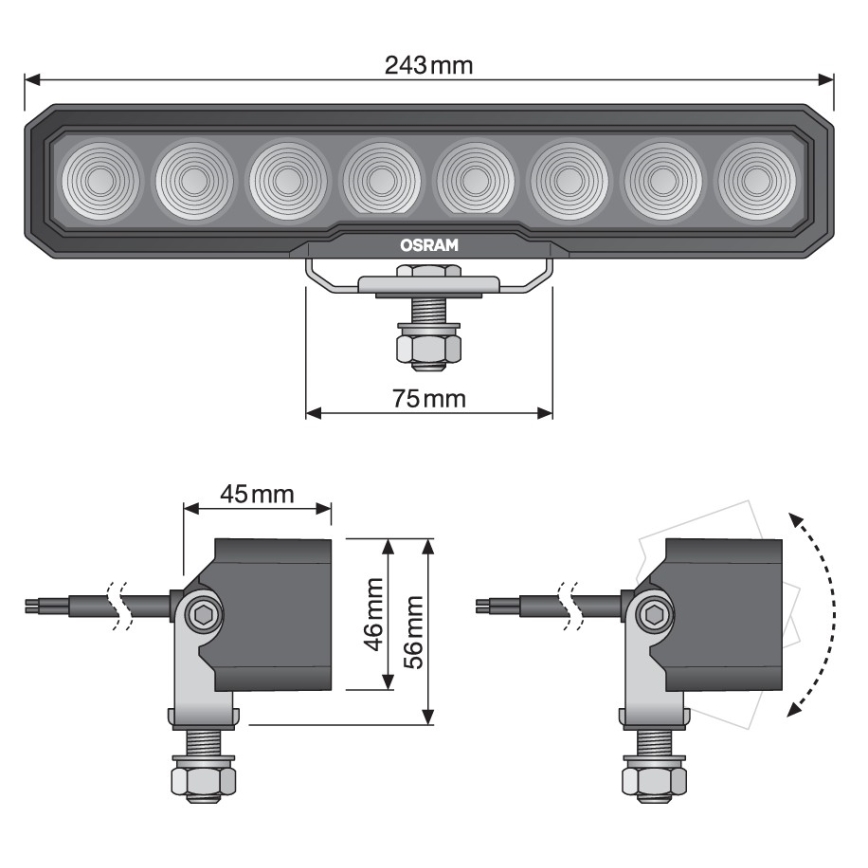 Osram - LED prožektors automašīnai LIGHTBAR WL VX250-WD LED/36W/12/24V 6000K IP69