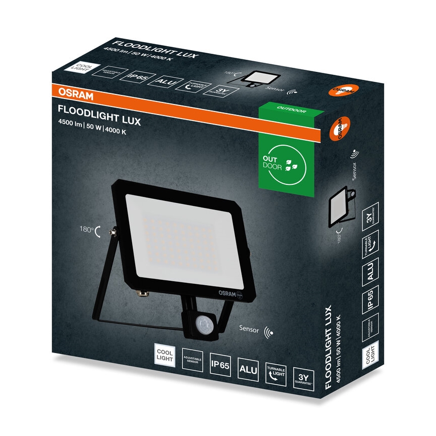 Osram - LED reflektors ar sensoru FLOODLIGHT LED/50W/230V 4000K IP65