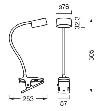 Osram - LED dimējama galda lampa ar skavu OFFICE LINE LED/4,8W/230V 3000/4000/6500K melna