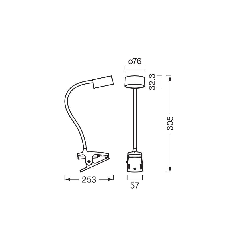 Osram - LED dimējama galda lampa ar skavu OFFICE LINE LED/4,8W/230V 3000/4000/6500K melna