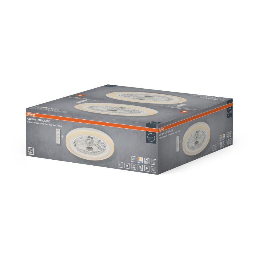 Osram - LED regulējama griestu lampa ar ventilatoru SOLANO LED/26W/230V 3000/4000/6500K + tālvadības pults