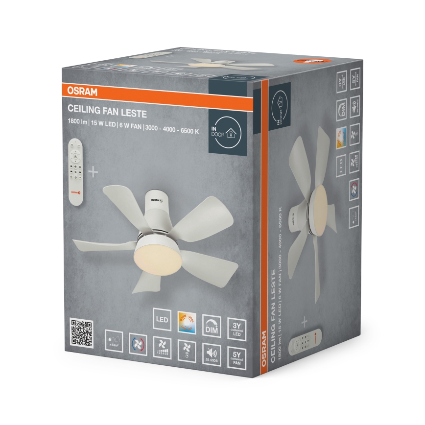 Osram - LED griestu ventilators ar regulējamu spilgtumu LESTE LED/15W/230V 3000/4000/6500K + tālvadība
