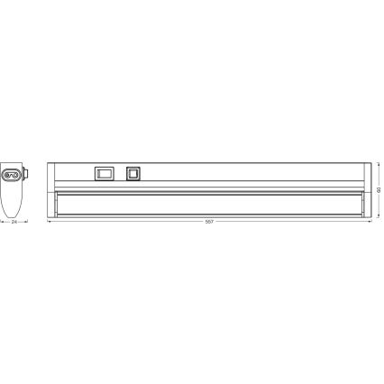 Osram - LED aptumšojams zem skapja gaismeklis LINEAR TURN LED/10W/230V 3000/4000/6500K 55 cm melns