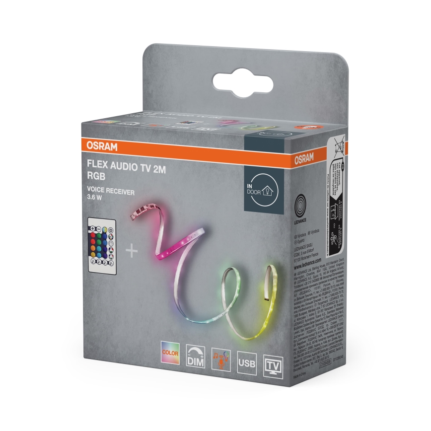 Osram - LED RGB regulējamā lente televizoram FLEX AUDIO 2m LED/3,6W/5V + tālvadības pults