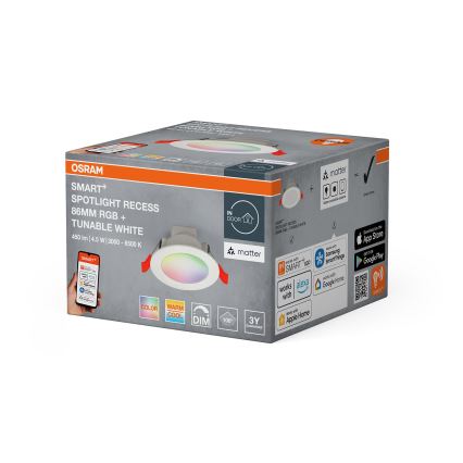 Osram - LED RGB ar regulējamu spilgtumu iebūvējamais griestu gaismeklis SMART+ DOWNLIGHT LED/4,5W/230V 3000-6500K Wi-Fi