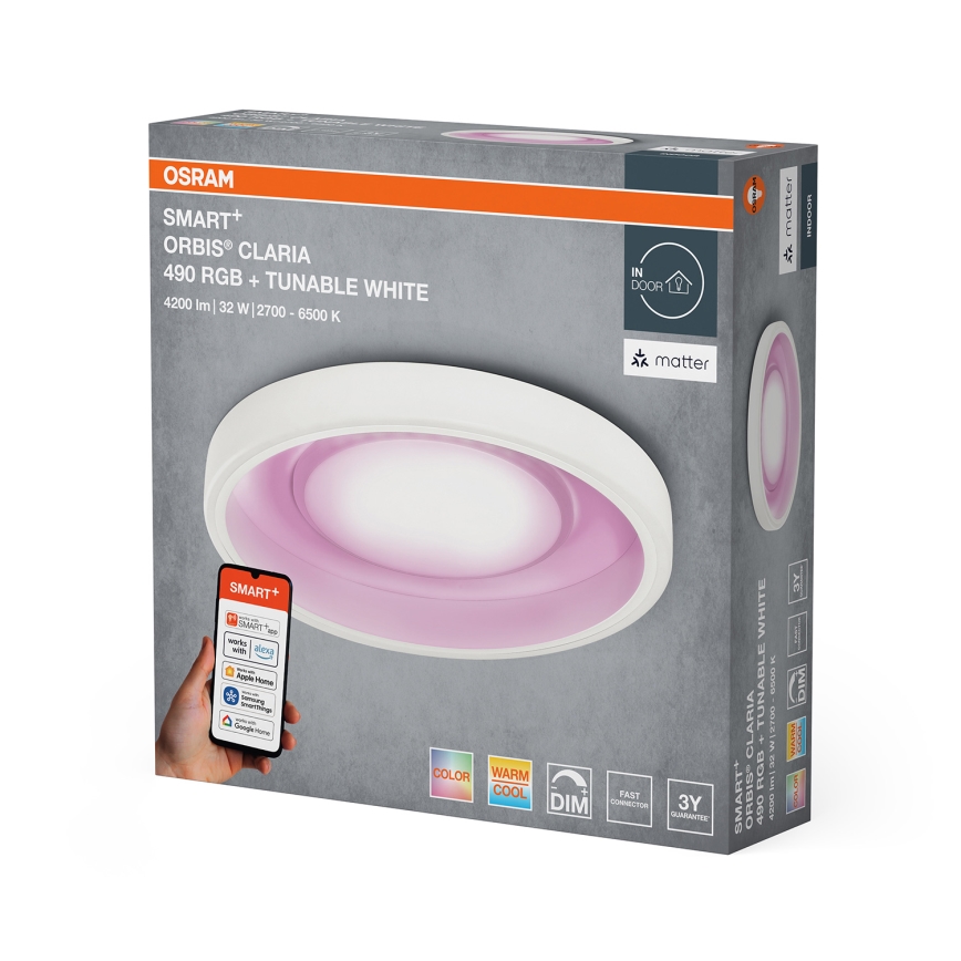 Osram- LED RGBW griestu gaismeklis ar regulējamu spilgtumu SMART+ CLARIA LED/32W/230V Ø 49 cm 2700-6500K Wi-Fi