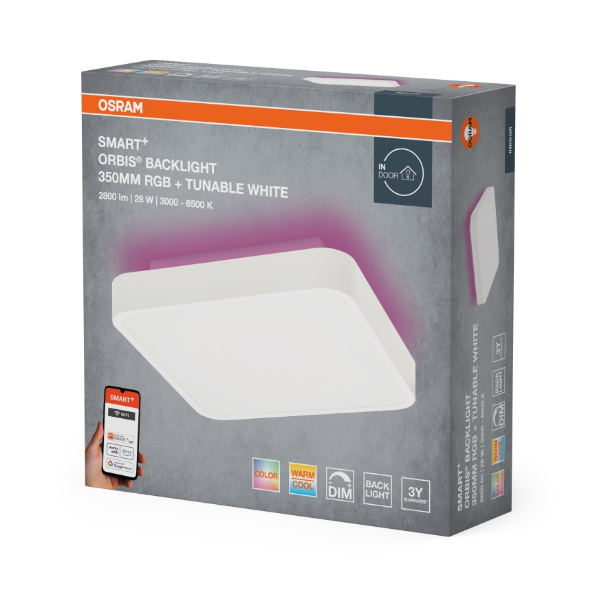Osram - LED RGBW dimējams griestu gaismeklis SMART+ ORBIS LED/28W/230V 35x35 cm 2700-6500K Wi-Fi