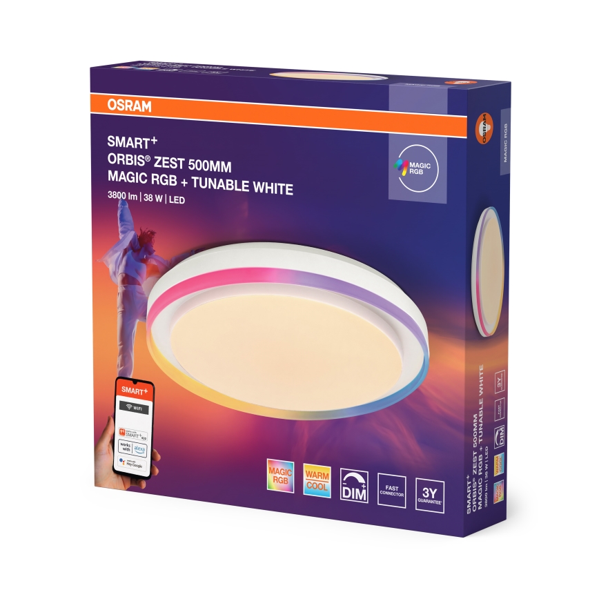 Osram - LED RGBW aptumšojams griestu gaismeklis SMART+ MAGIC LED/38W/230V diametrs 49 cm balts 2700-6500K Wi-Fi