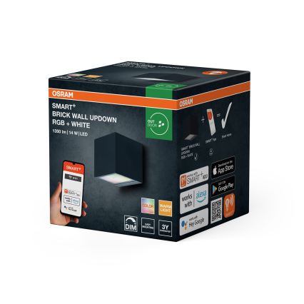 Osram - LED RGBW Aptumšojams āra sienas gaismeklis SMART+ BRICK LED/14W/230V IP44 Wi-Fi