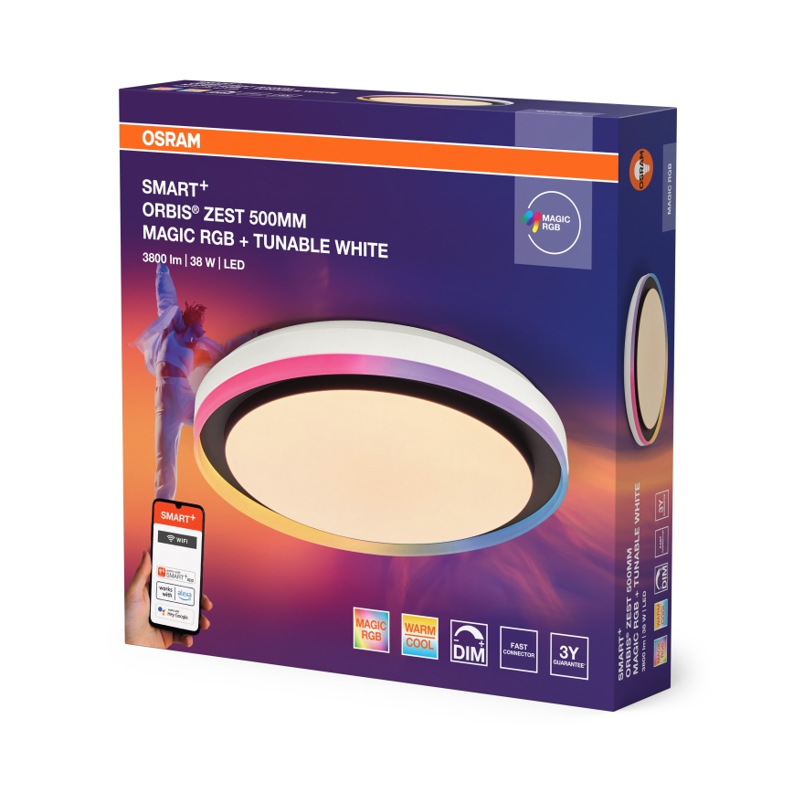 Osram - LED RGBW regulējama griestu lampa SMART+ MAGIC LED/38W/230V diametrs 49 cm melna 2700-6500K Wi-Fi