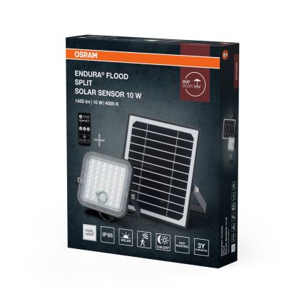 Osram - LED regulējams saules prožektors ar sensoru ENDURA LED/10W/4,2V 4000K IP65 melns + tālvadības pults