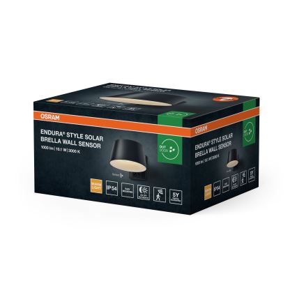 Osram - LED saules sienas gaismeklis ar sensoru ENDURA STYLE LED/10,1W/4,2V 2000 mAh IP54 antracīts