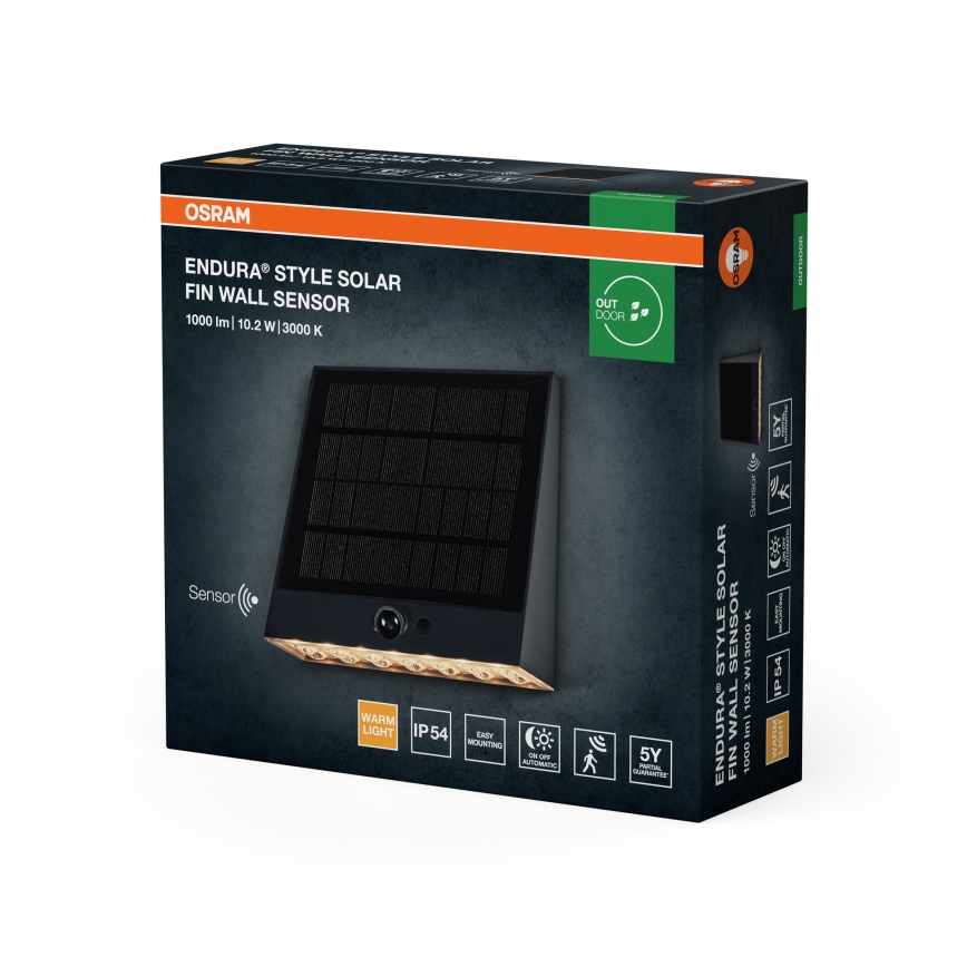 Osram - LED solārais sienas gaismeklis ar sensoru ENDURA STYLE LED/10,2W/4,2V 2000 mAh IP54 antracīts