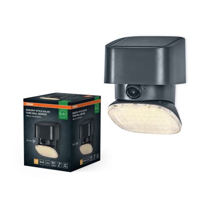 Osram - LED saules sienas gaismeklis ar sensoru ENDURA STYLE LED/10,3W/4,2V 2000 mAh IP54 antracīts