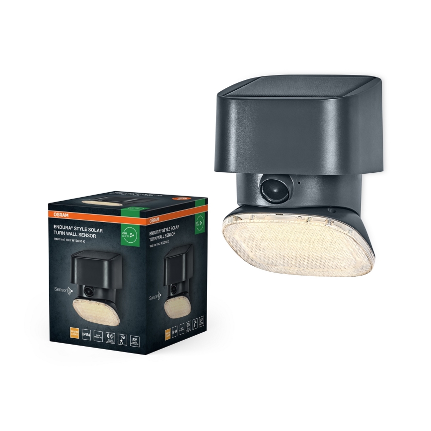 Osram - LED saules sienas gaismeklis ar sensoru ENDURA STYLE LED/10,3W/4,2V 2000 mAh IP54 antracīts