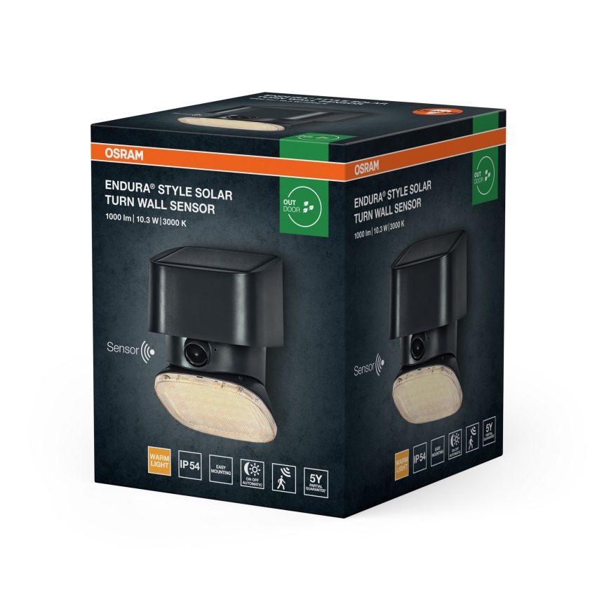 Osram - LED saules sienas gaismeklis ar sensoru ENDURA STYLE LED/10,3W/4,2V 2000 mAh IP54 antracīts