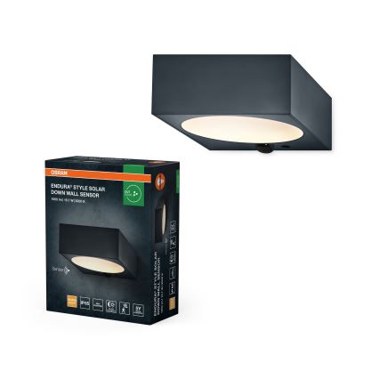 Osram - LED saules sienas gaismeklis ar regulējamu spilgtumu un sensoru ENDURA STYLE LED/10,7W/4,2V 2000 mAh IP65 antracīts