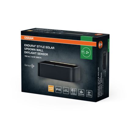 Osram - LED saules sienas gaismeklis ENDURA STYLE ar regulējamu spilgtumu LED/7,6W/4,2V 2000 mAh IP65 antracīts