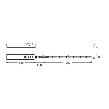 Osram - LED sloksne ar kustības sensoru FLEX 1m LED/2W/4xAA