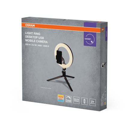 Osram - LED dimmējama galda lampa ar statīvu un turētāju vlogošanai LED/5,5W/USB 3000-6500K 210 mAh