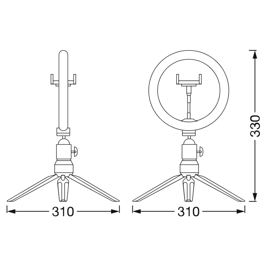 Osram - LED dimmējama galda lampa ar statīvu un turētāju vlogošanai LED/5,5W/USB 3000-6500K 210 mAh