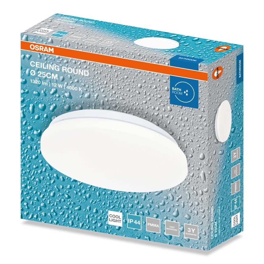 Osram - LED vannasistabas griestu lampa CEILING ROUND LED/12W/230V 4000K Ø 26 cm IP44 balta