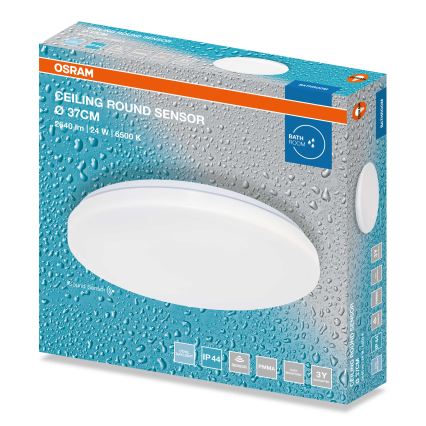 Osram - LED vannas istabas griestu gaismeklis ar krēslas sensoru CEILING ROUND LED/24W/230V 6500K Ø 37 cm IP44 balts